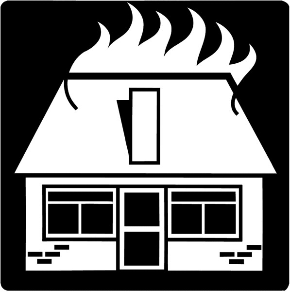 House on fire vinyl sticker. Customize on line. Insurance 055-0040